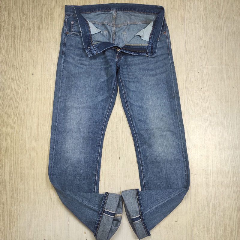 celana jeans pria uniqlo selvedge reguler fit second