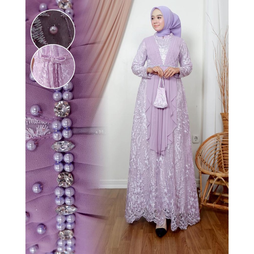 Permata Olshop / Kebaya Gamis Nazwa / Gamis Pesta Terbaru / Gamis Tille Brokat / Kebaya Gamis Kondangan