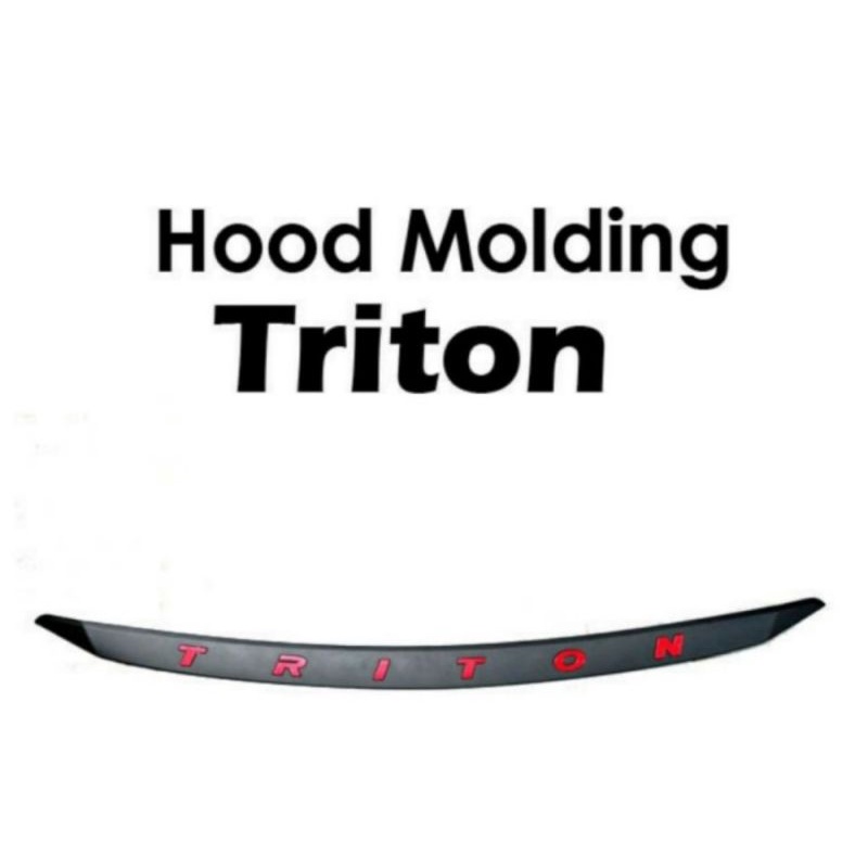 hood molding / list kap mesin all new Triton 2019 hitam emboss merah