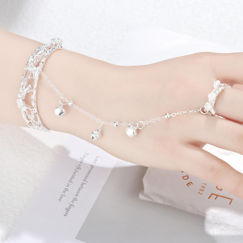 Solighter Kupu-Kupu Lonceng Cincin Gelang Kreatif Wanita Gadis Perhiasan Gaya Antik Cina Bangle Pesona Bracelet