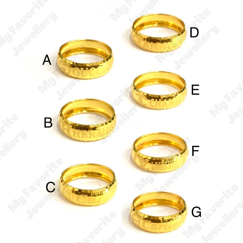 Cincin Polos Motif Branded Emas Asli Kadar 700