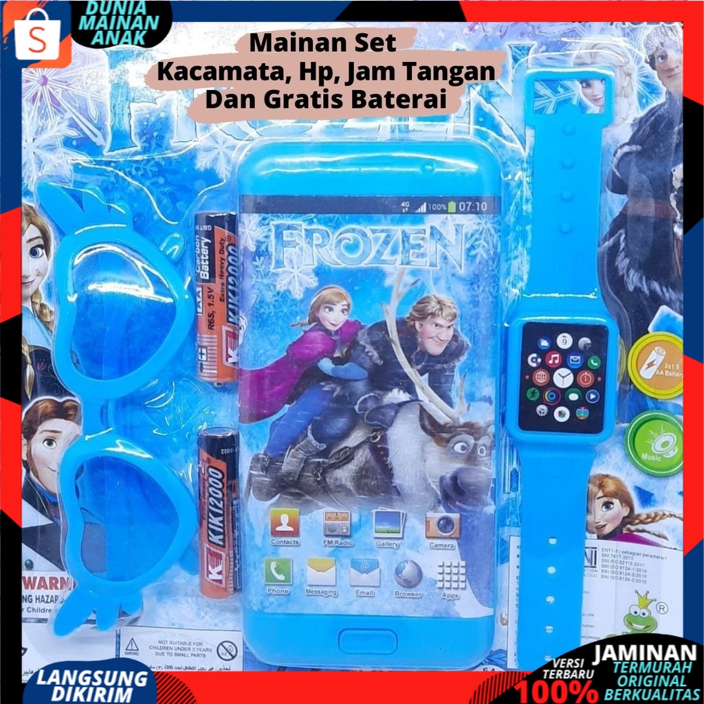 ( BISA COD ) PROMO FREE BATERAI Mainan Anak Set Jam Tangan Kacamata Dan Telepon Nyala Bersuara