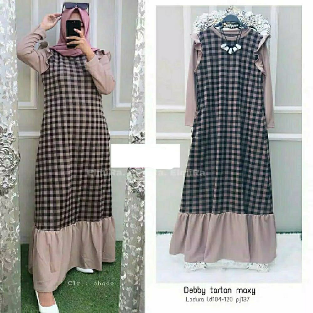 Debby Tartan Maxy | Gamis Wanita Terbaru | Dress Kasual