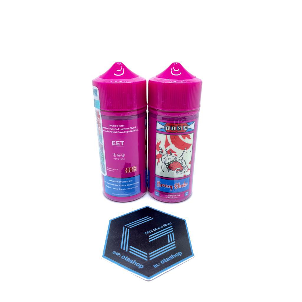 Tiga BREEZE SHAKE by Indo Brew 100ml 3mg 6mg liquid strawberry milkshake premium vape vapor lokal