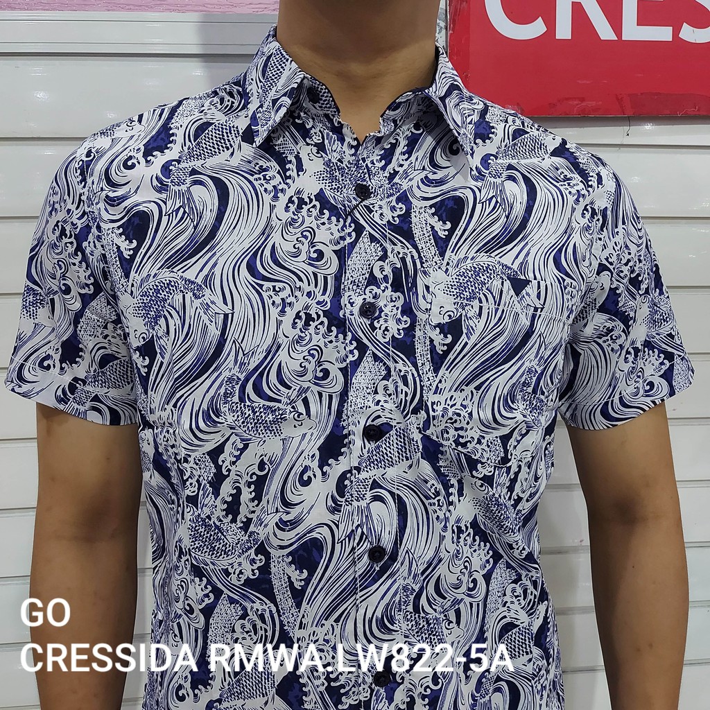 gof CRESSIDA KEMEJA PRIA BATIK SLIMFIT Kemeja Casual Kemeja Lengan Pendek