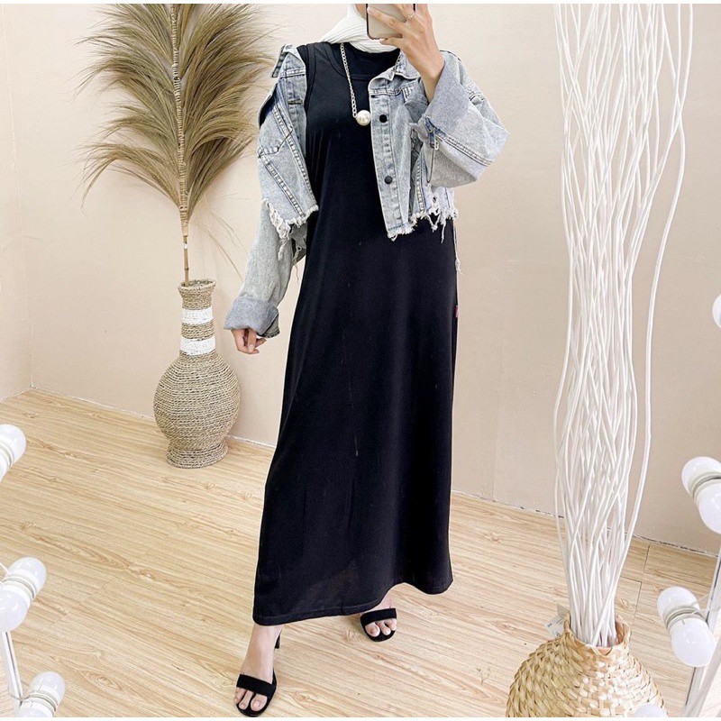 Black Inner/Dress Polos Hitam/Black Dress/Inner Dress/Dress Casual/Dress Hitam Simple