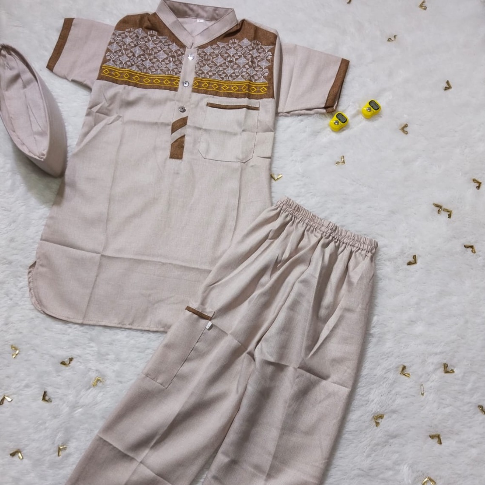 baju muslim setelan kurta anak katun Madinah