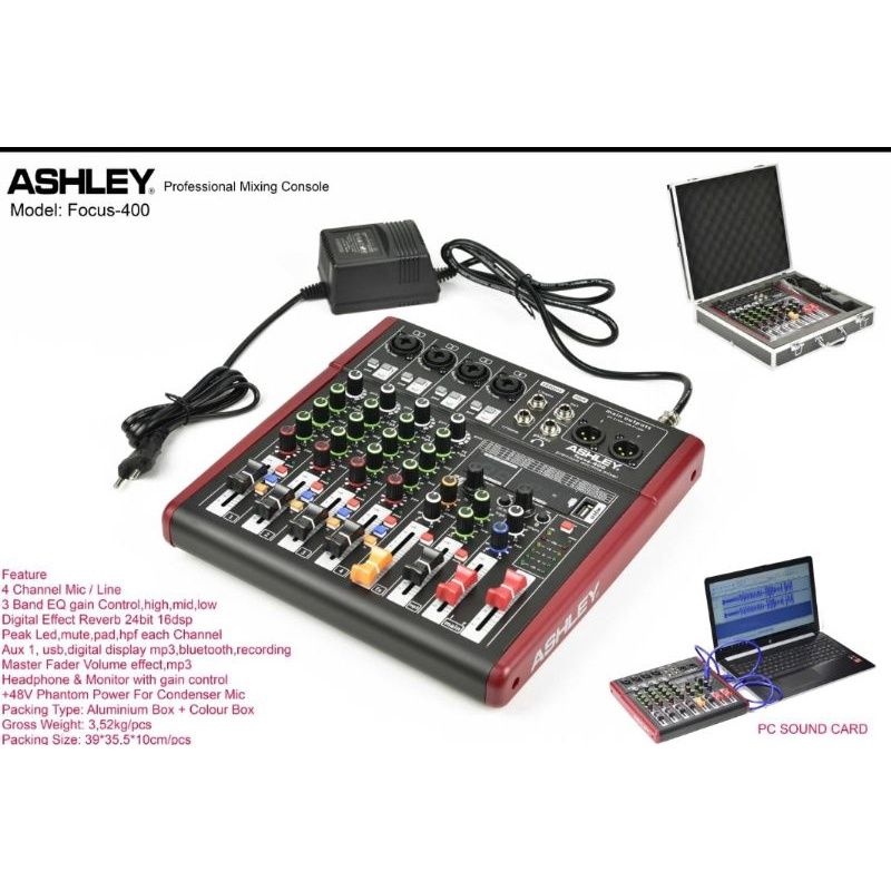 Mixer Ashley 4 Channel focus 400/Focus400 plus box aluminum