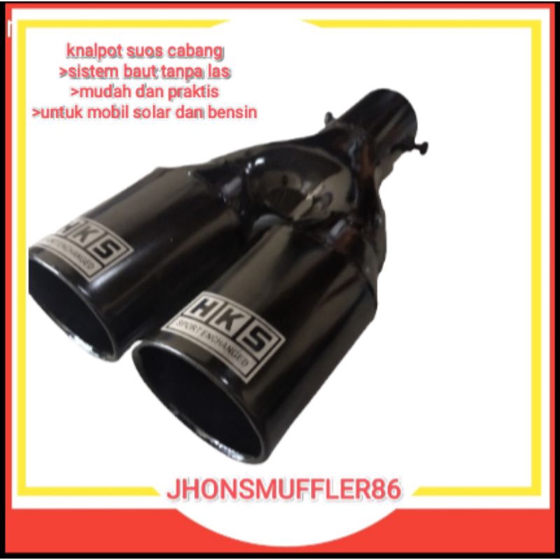 knalpot suos baut cabang 2 suara jet bus untuk mobil bensin dan solar