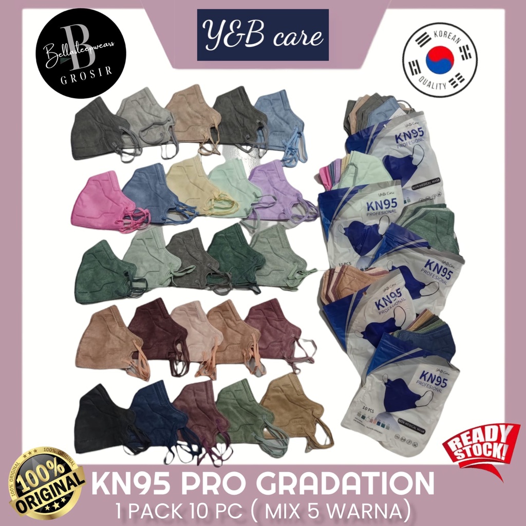 YB KN95 PRO GRADATION MIX /10 - MASKER 5PLY PRO Y&amp;B KOREA GRADASI ORIGINAL KOREAN