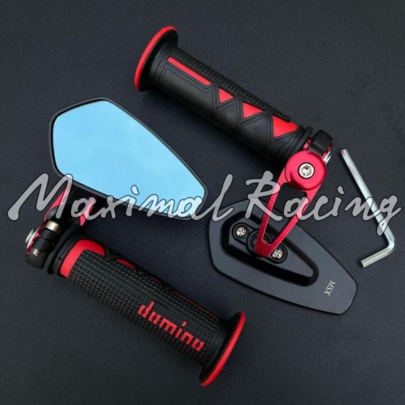 Paket Spion Jalu Oval Plus Handgrip SHARK Domino Universal Cocok Semua Jenis Motor