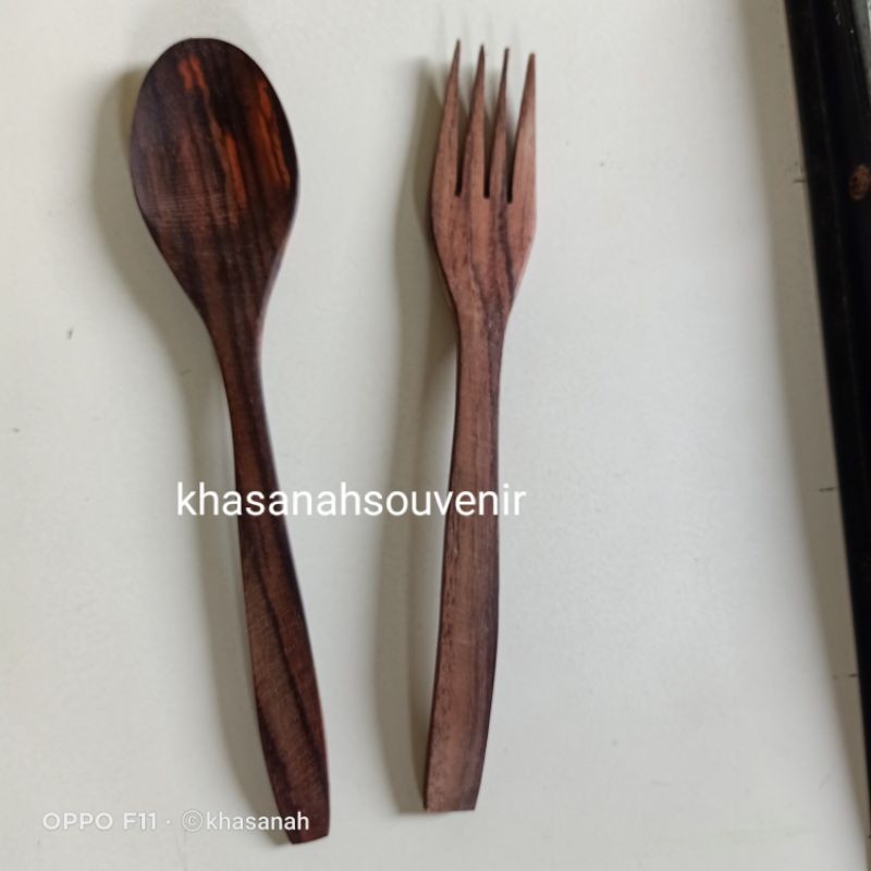 souvenir sendok garpu kayu sonokeling cekung bisa sablon