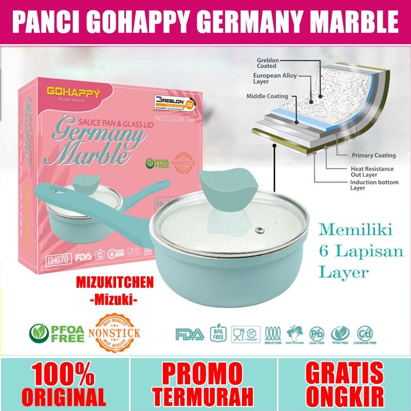 Panci Susu Tosca Germany Marble Milk Pan 16 cm GHG70 Gohappy Greblon Jerman C2 Glow Pan paling bagus