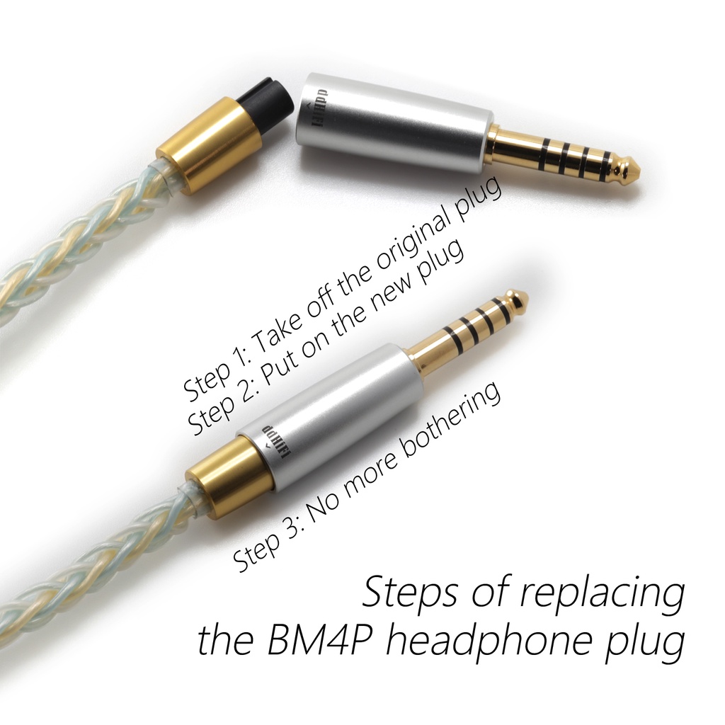 DDHIFI BM4P Headphone Cable Replacement Adapters Set BM25 BM35 BM44 Plugs with Aluminum Alloy Shell