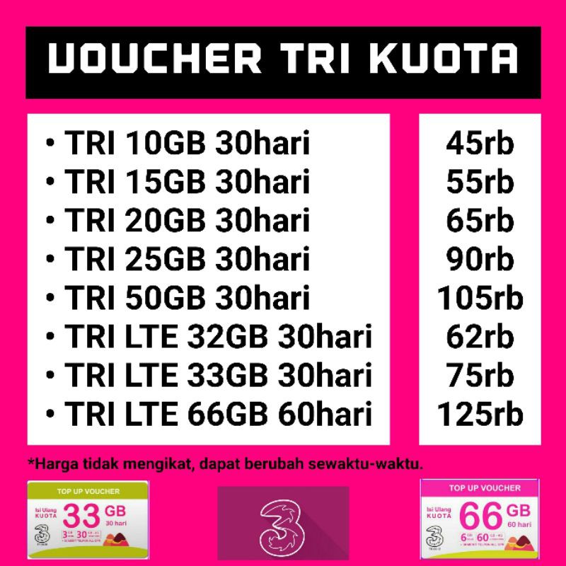 TRI KUOTA LTE AON HAPPY 5GB 10GB 15GB 20GB 25GB 50GB 32GB ...