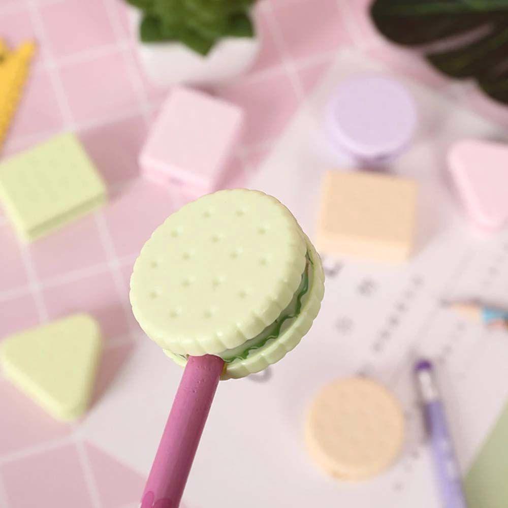 [Elegan] Alat Pengasah Pensil 1pcs Plastik Kue Permen Warna Perlengkapan Kantor Manual Cookie Sharpener