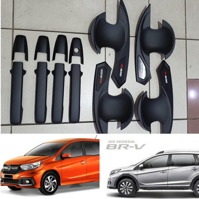 Paket cover PEGANGAN PINTU handle + outer MANGKOK HONDA  MOBILIO  hitam doff tempel