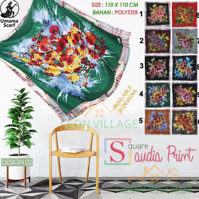 Kerudung Saudia Print A2 Umama Hijab Jilbab Segi Empat Motif