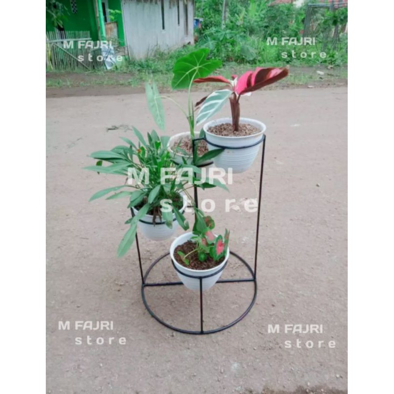 rak bunga besi susun 4 rak pot bunga