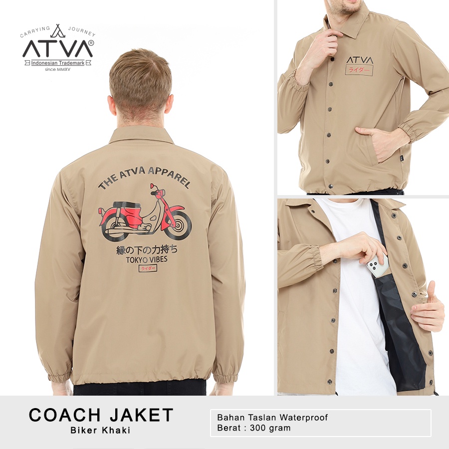 Jaket Jacket Coach Pria Cowok Jepang Style Rider Polos Distro Original Kekinian Taslan Parasut Water
