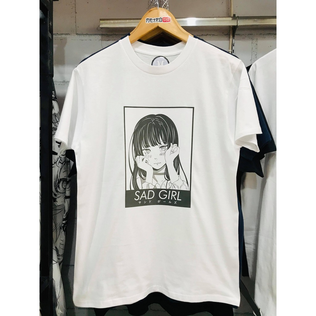 Kaos Sad Girl White Distro