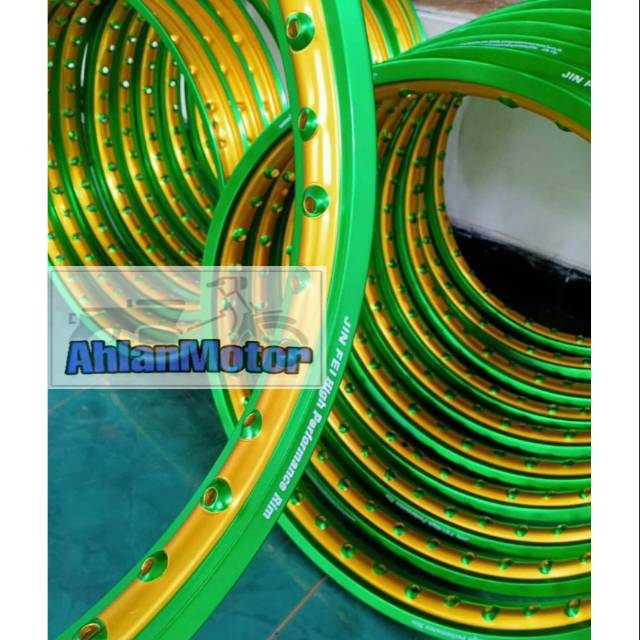 Velg Set 120-140-17 Jinfei  2 pcs Gold-Hijau /Vleg Set Murah jinfie /Vleg Jinfei murah /Vleg set