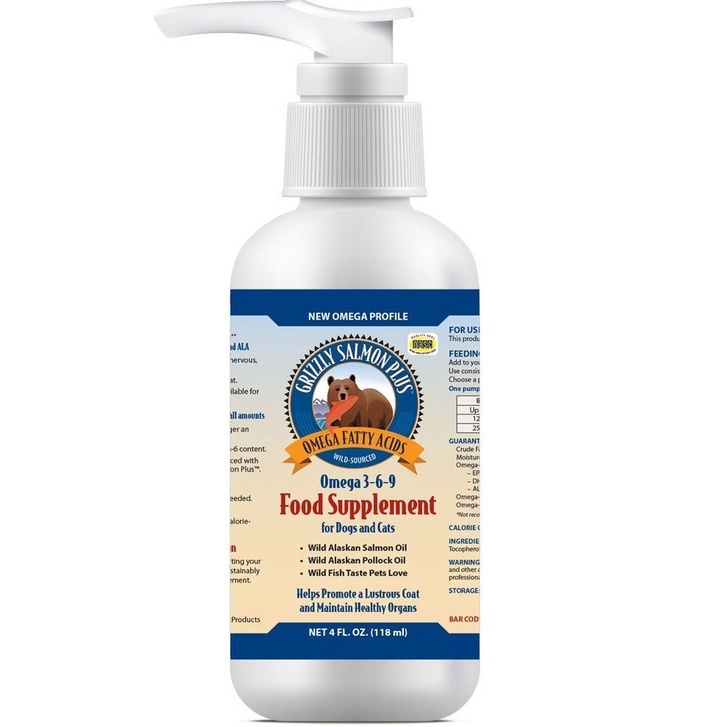 Grizzly Salmon Oil Plus OMEGA Dog Cat Supplement Vitamin 4oz