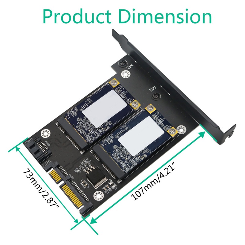 Konverter Adapter Kartu Ekspansi btsg Dual MSATA Ke SATA3 Bracket Tinggi Penuh Untuk HDD