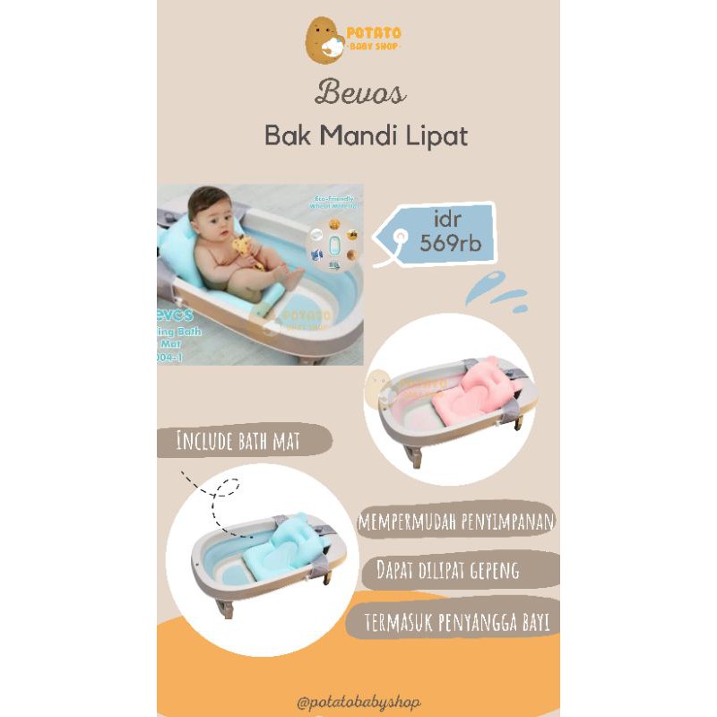 Bevos Folding Bath Tub with Bathmat / Bak Mandi Lipat