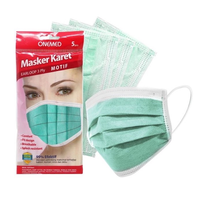 Masker karet 3ply isi 5pcs Onemed