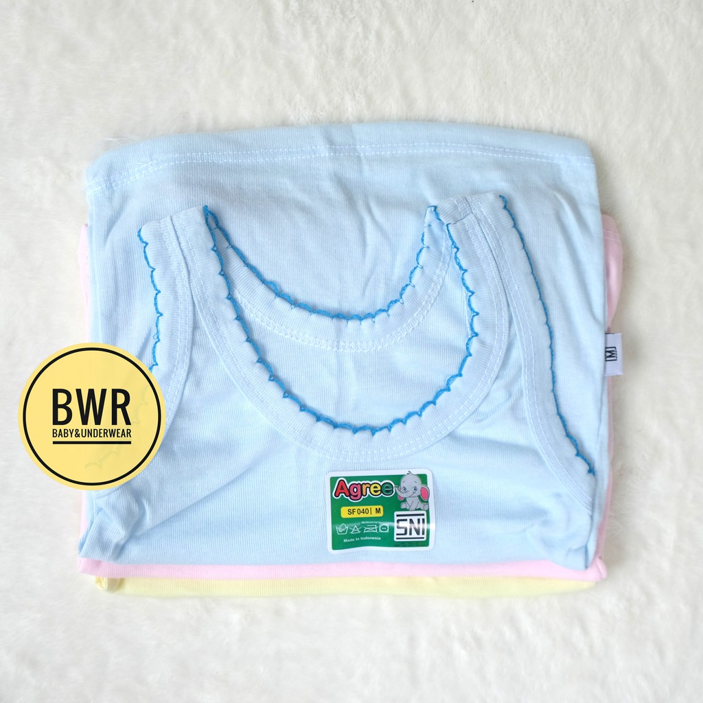 [ 6pc ] Singlet Agree Warna SF040 [ II E7 - I7 ] Pakaian Kaos Dalam Anak Sg Sf 040 - Bwr