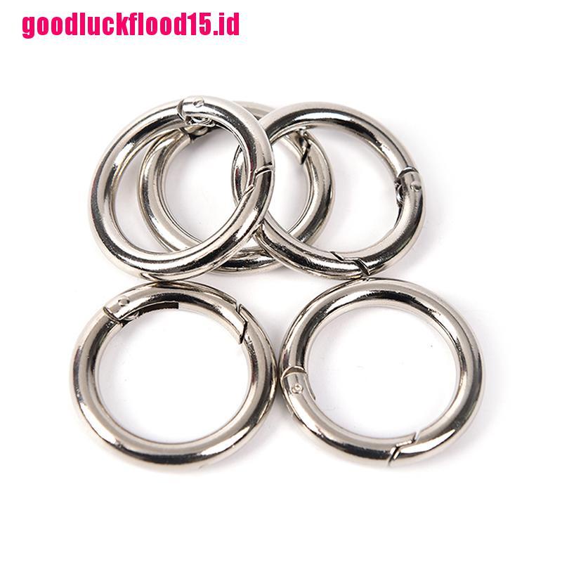 {LUCKID}5pcs circle metal carabiner hook snap round clip hook keychain outdoor 35mm