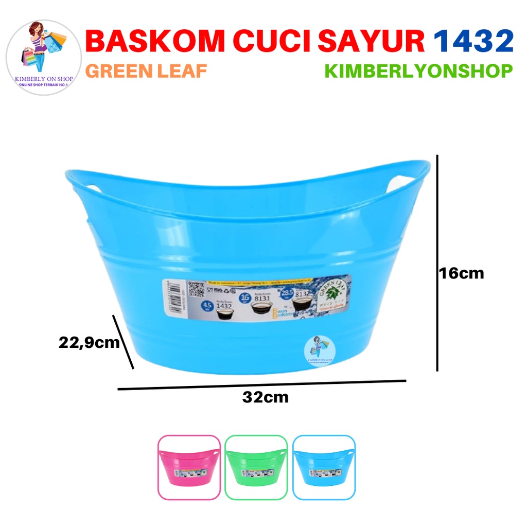 Baskom Kecil Ember Plastik Handle Sequana Oval Basin 1432 Green Leaf