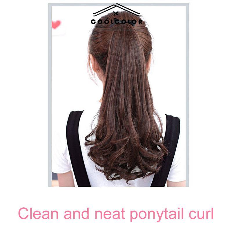 CODWig Ponytail Panjang Keriting Lace-up Jenis Gelombang Besar Realistis Potongan Wig Alami- cl