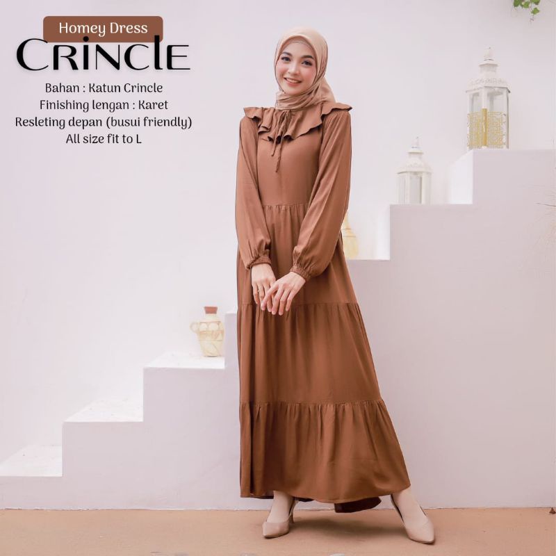 TERMURAHH!!! HOMEY DRESS CRINCLE GAMIS DEWASA JUMBO TERBARU BEST SELLER BAHAN KATUN CRINCLE NYAMAN DIPAKAI | BISA COD