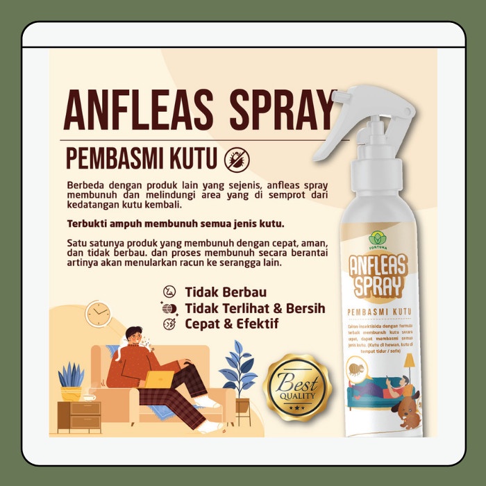 Cairan anti Kutu Kasur sofa dan hewan ANFLEAS SPRAY 250ml obat basmi