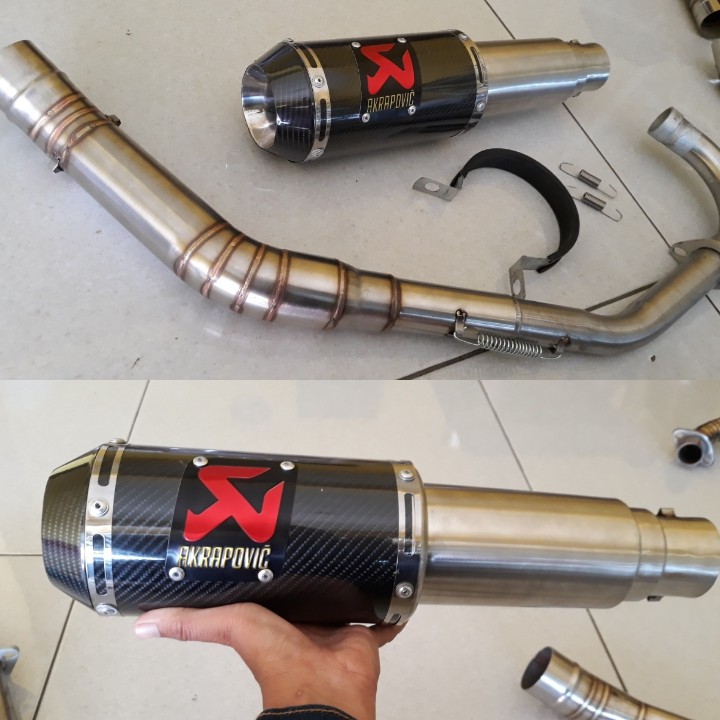 Knalpot AKRAPOVIC LORENZO Carbon Full System CBR SCORPIO R15 VIXION TIGER - Hitam
