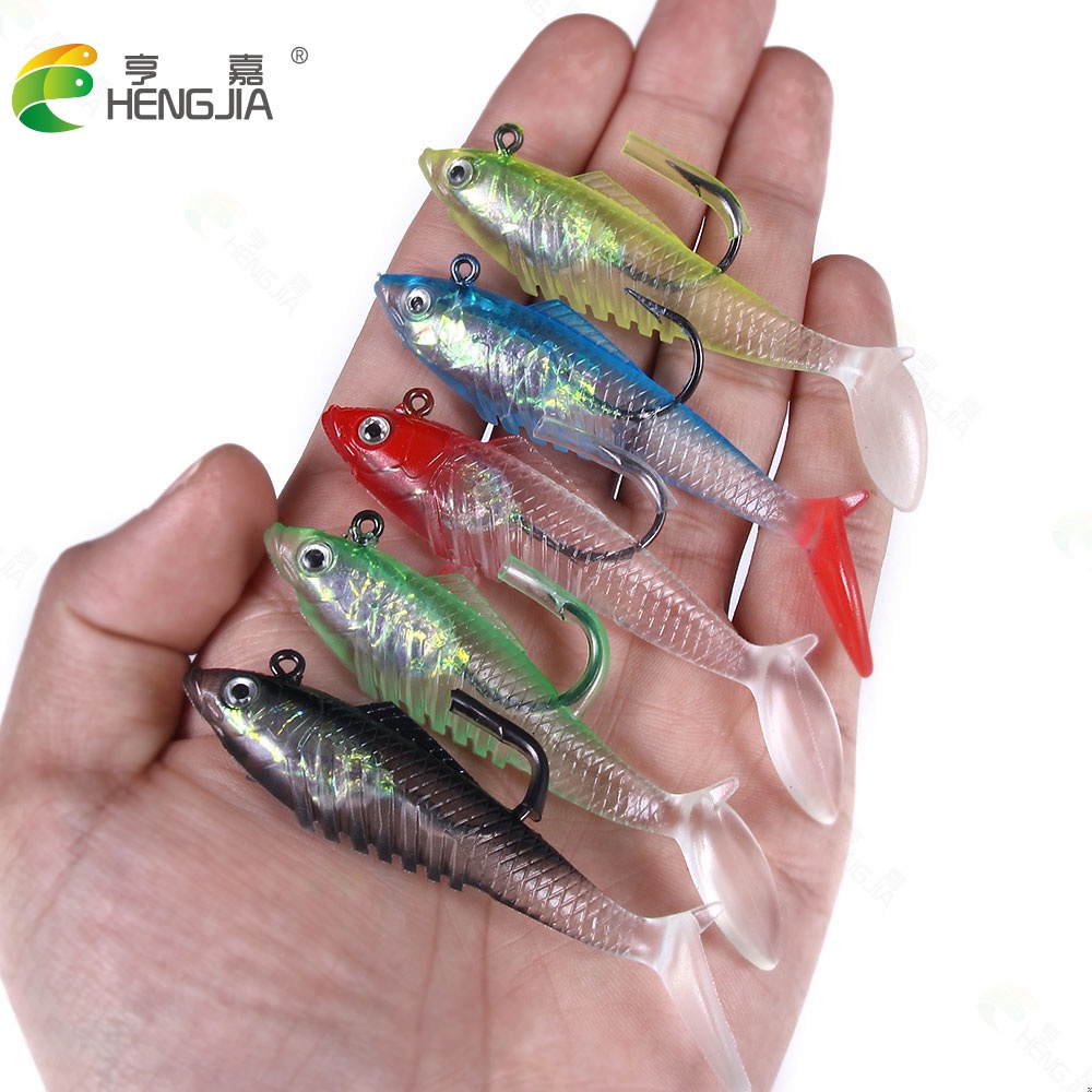 (Ready Stock) Hengjia 5pcs / Lot Umpan Pancing Soft Bait Bentuk Ikan Imitasi 11.5g 19.8g