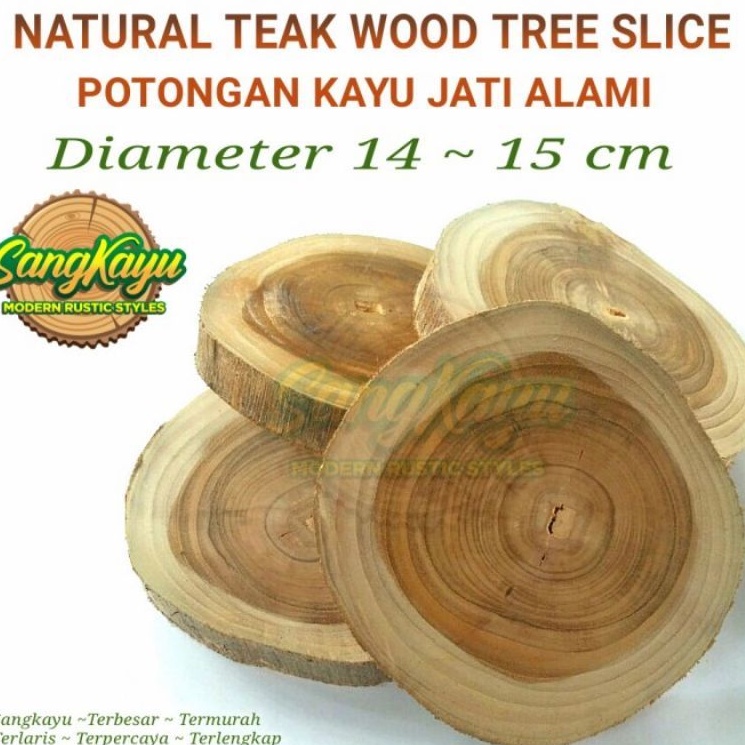 Kayu Jati diameter 14-15 cm tatakan panci talenan jati properti foto