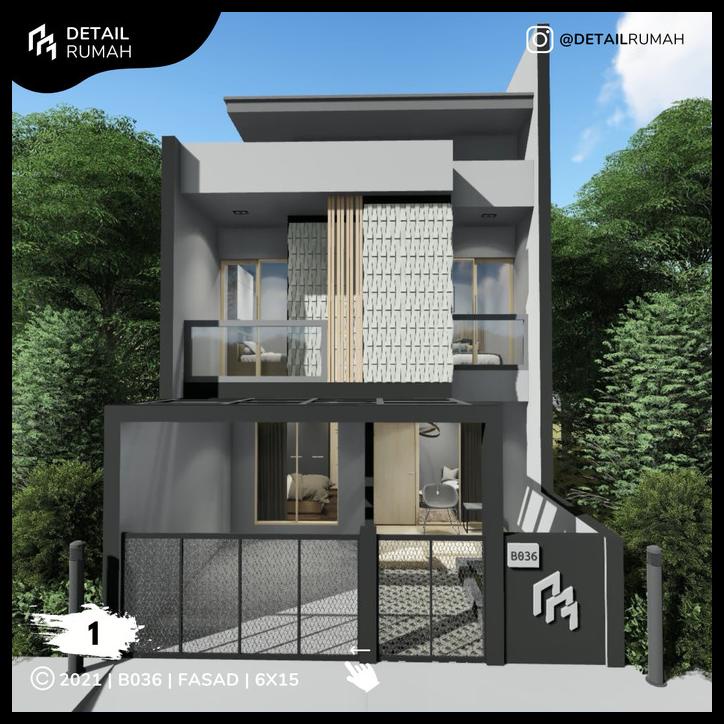 Desain Rumah Modern Minimalis 6X15 Meter 3 Lantai