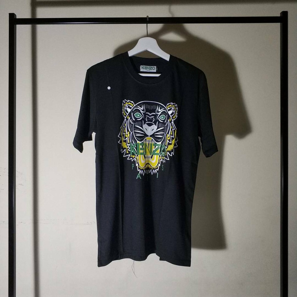 1103 KAOS TSHIRT KENZO TIGER PARIS YELLOW BLACK KAOS KENZO KAOS DISTRO