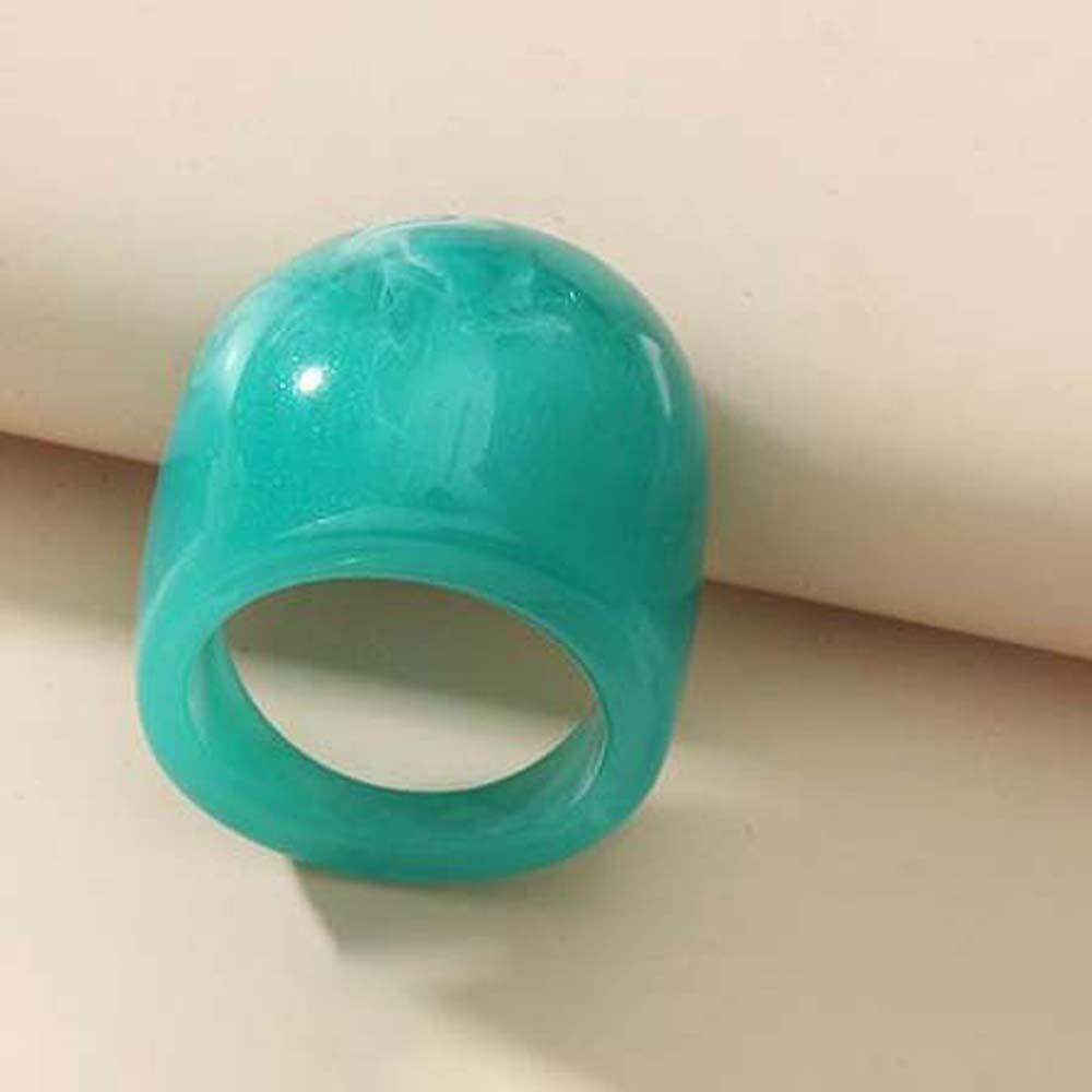Agustina Wanita Cincin Set Besar Biru Pesta Perhiasan Resin Besar Bulat Geometris Jari Rings