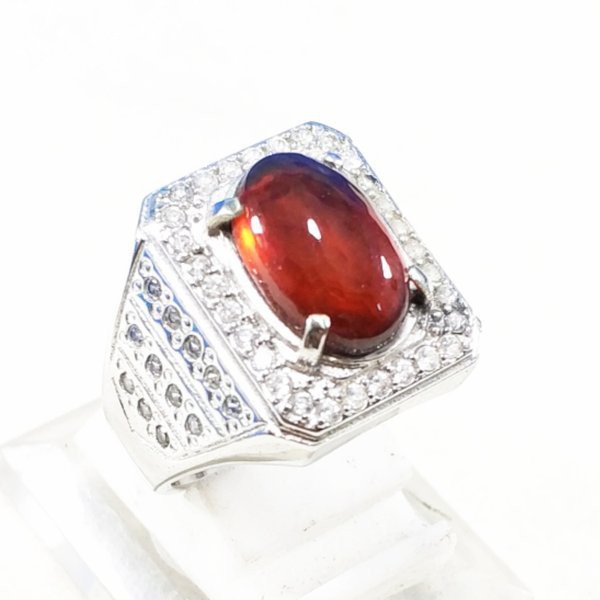 CINCIN BATU AKIK PERMATA NATURAL HESSONITE RED GARNET PASTI MANTAP