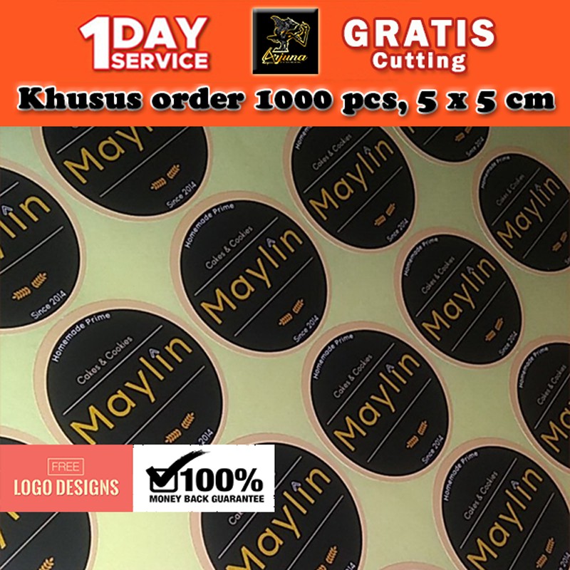 

FLS1-19 SBC 5 Paket 1000 Pcs Cetak Stiker Bulat Uk. 5 x 5 cm Desain Custom Sticker Free Logo Design