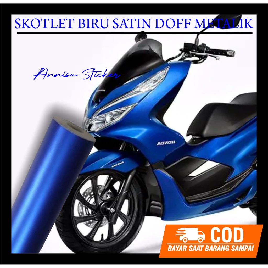 Skotlet biru doff metalik/Biru doff metalik satin