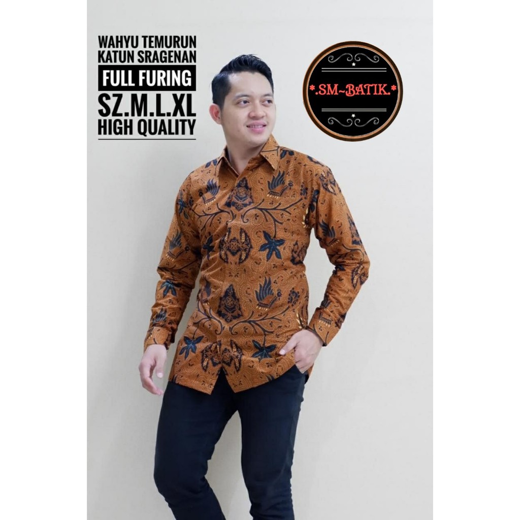 WAHYU TEMURUN SM BATIKSOLOAMANAH BAJU KEMEJA BATIK SOLO PRIA LENGAN PANJANG PENDEK LAPIS FURING ATASAN BATIK PREMIUM MODERN KATUN HALUS SUKET SEGORO PEKSI KUNING NARAYA IJO PEKSI WIBOWO LESMANA HITAM PARANG TRUNTUM COKLAT PANJI LESMONO ADIWANGSA GOLD KLA