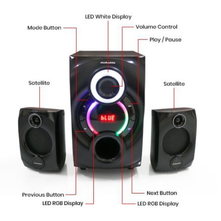 Speaker Bluetooth Simbadda CST 7000N+ Subwoofer Bass Power LED Display