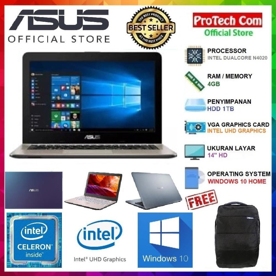 PROMO LAPTOP MURAH ASUS X441MA - INTEL N4020 4GB 1TB 14 INCI DVD/NON DVD WINDOWS 10 HOME-1