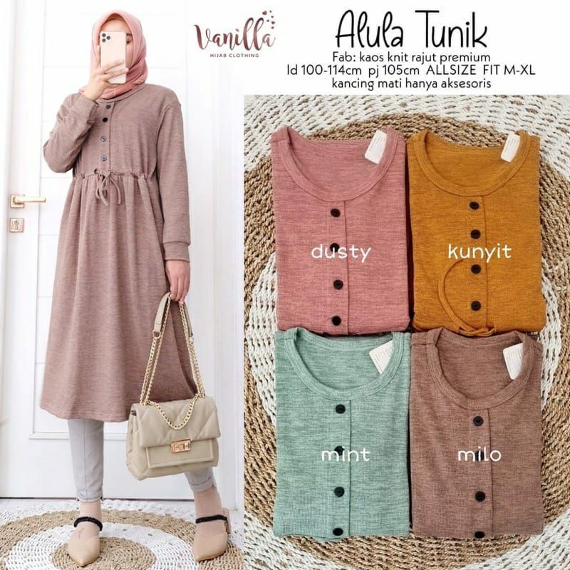 Alula Tunik - Tunik Kaos Rajut Premium LD100+ Melar / R.14 - 473