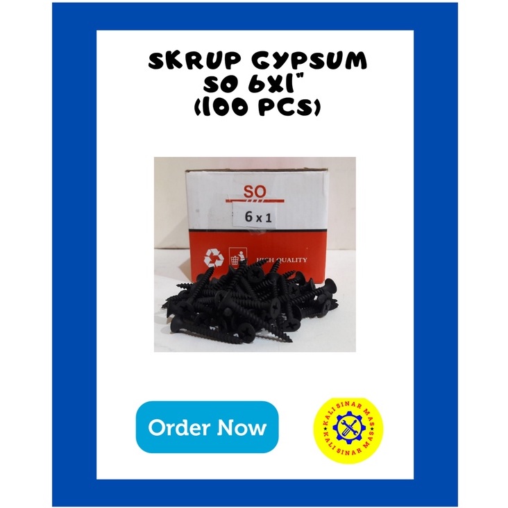 Sekrup Gipsum - Skrup Gypsum Merk So 6x1in 100 Pcs